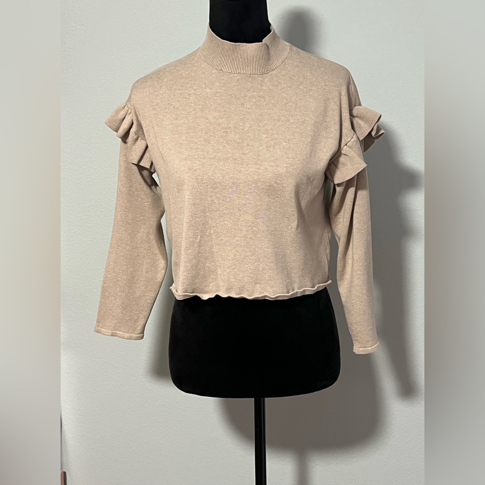 MANGO Girls Ruffle Sleeve Mock Neck Sweater - 11-12Y